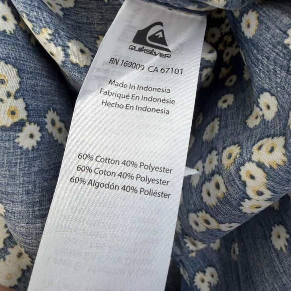 Quiksilver Cosmic Fields Classic Shirt Mens 2XL Navy Floral Button Up Resort - Picture 11 of 13